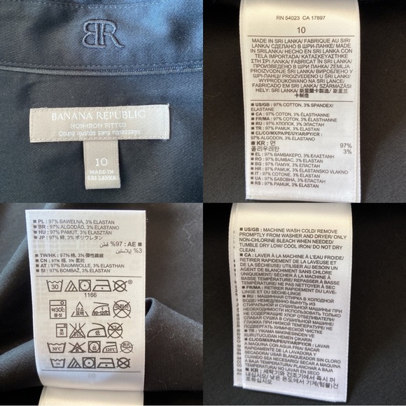 BANANA Republic Long Sleeve Non-Iron Fitted Sateen Shirt Black Size 10 - Picture 9 of 14